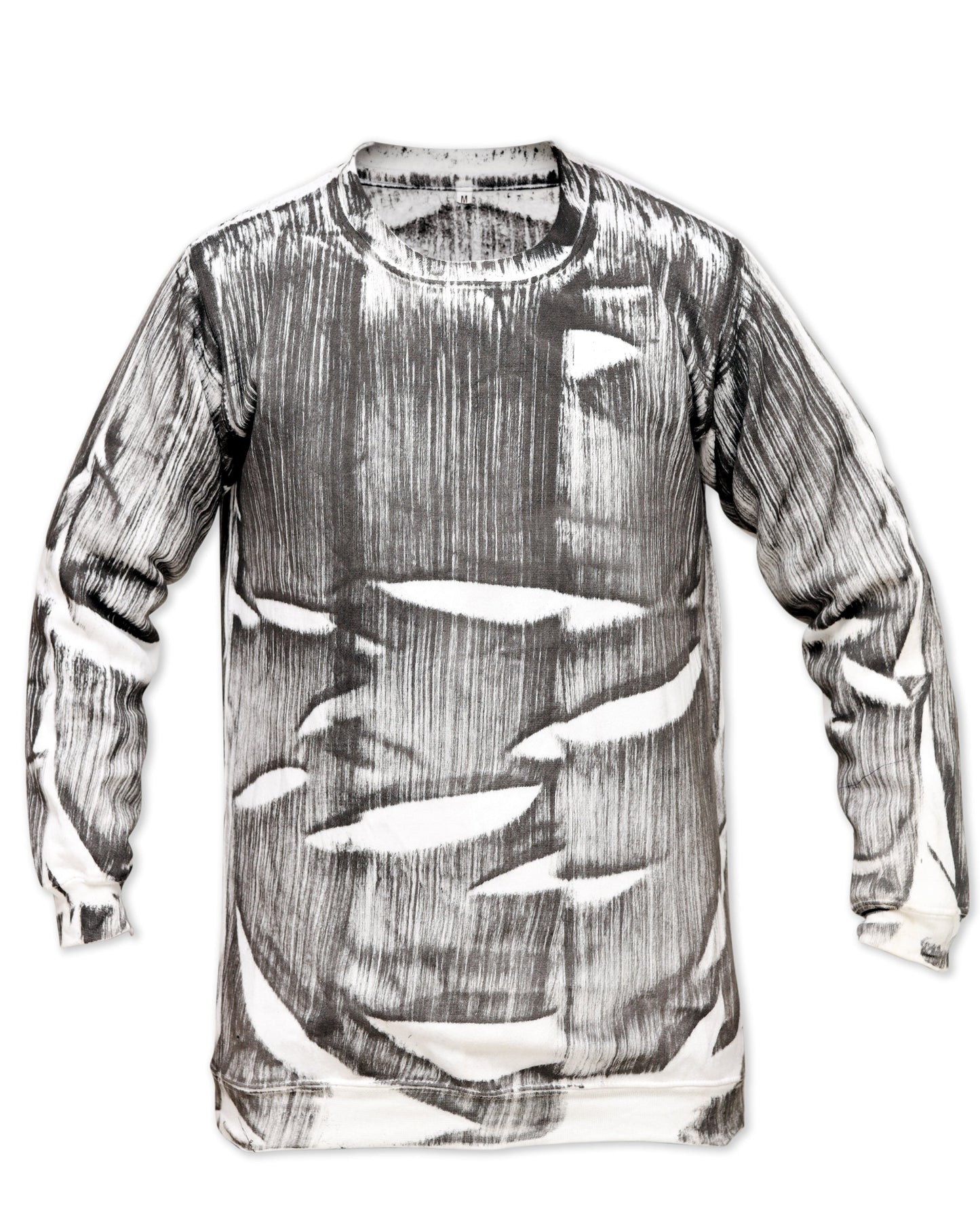 White & Black Printed Sweat Shirt For Unisex