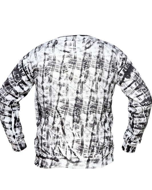 White & Black Random Printed Sweat Shirt For Unisex