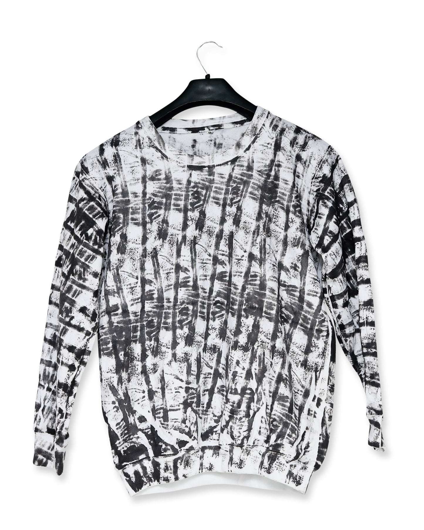 White & Black Random Printed Sweat Shirt For Unisex