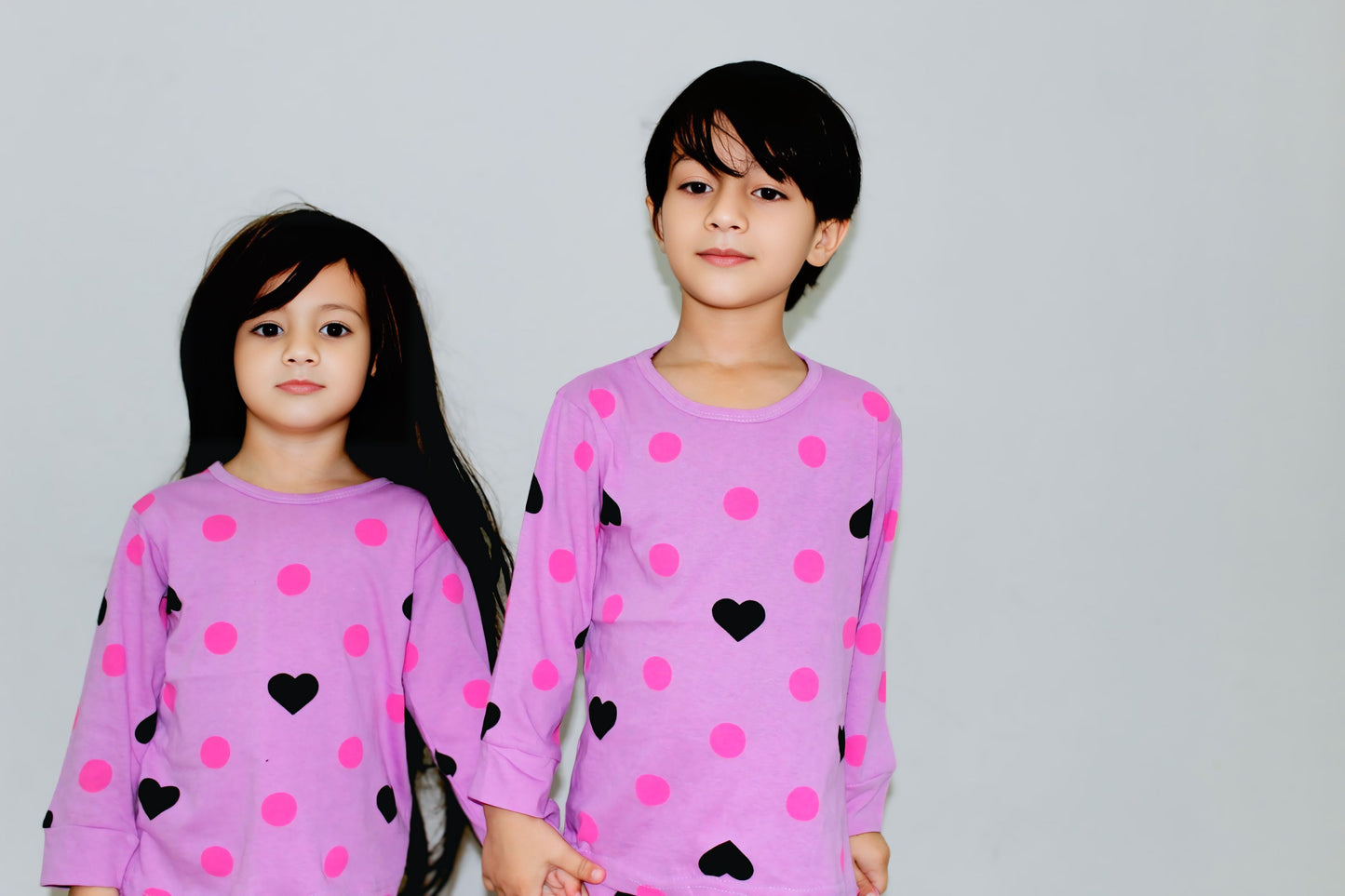 Purple Multi Heart Printed Kids Wear (Each)