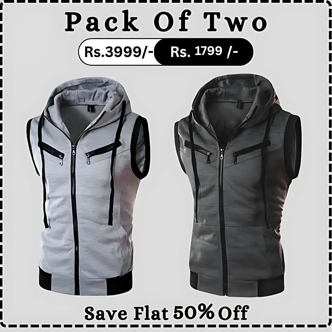 Charcoal & Grey Sleeveless Pack Of Two