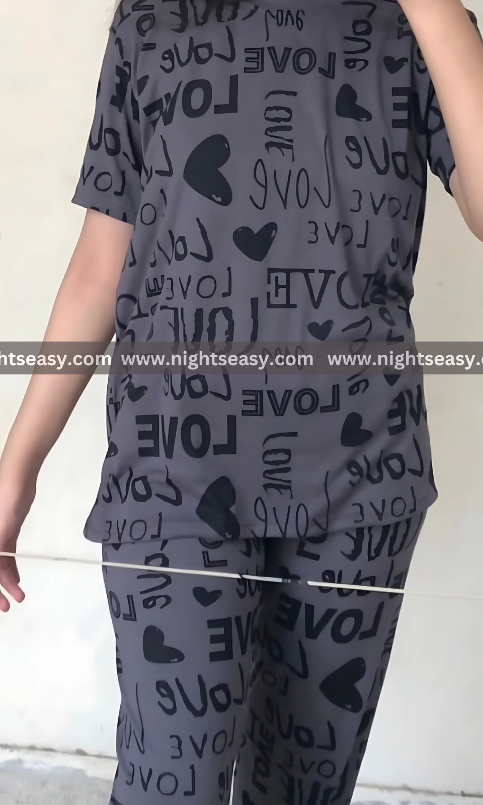 Charcoal Drop Shoulder Printed Night Suit
