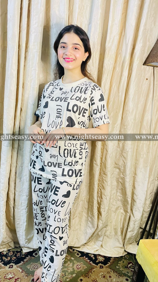 Drop Shoulder Printed Night Suit
