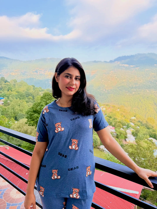 Cozy Bear Printed Night Suit