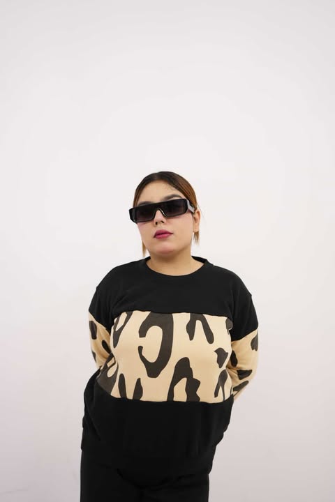 Black Wild Printed Fleece Co-ord Set