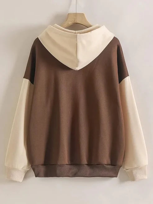 Brown & Cream Hoodie For Women