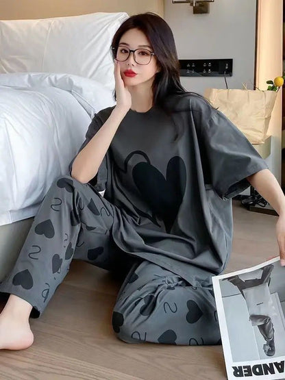 Double Heart Printed Night Suit