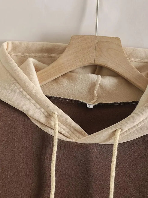 Brown & Cream Hoodie For Women