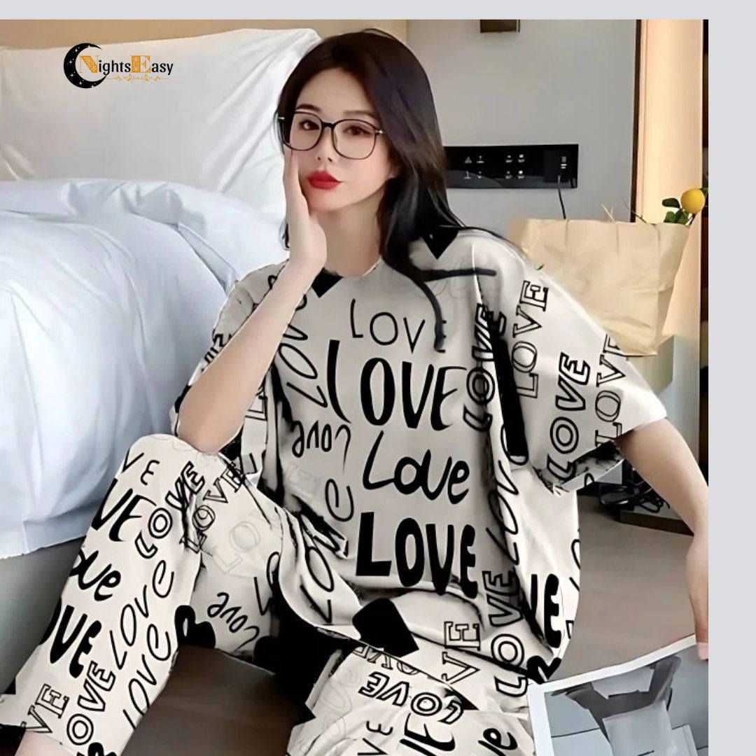 Drop Shoulder Printed Night Suit