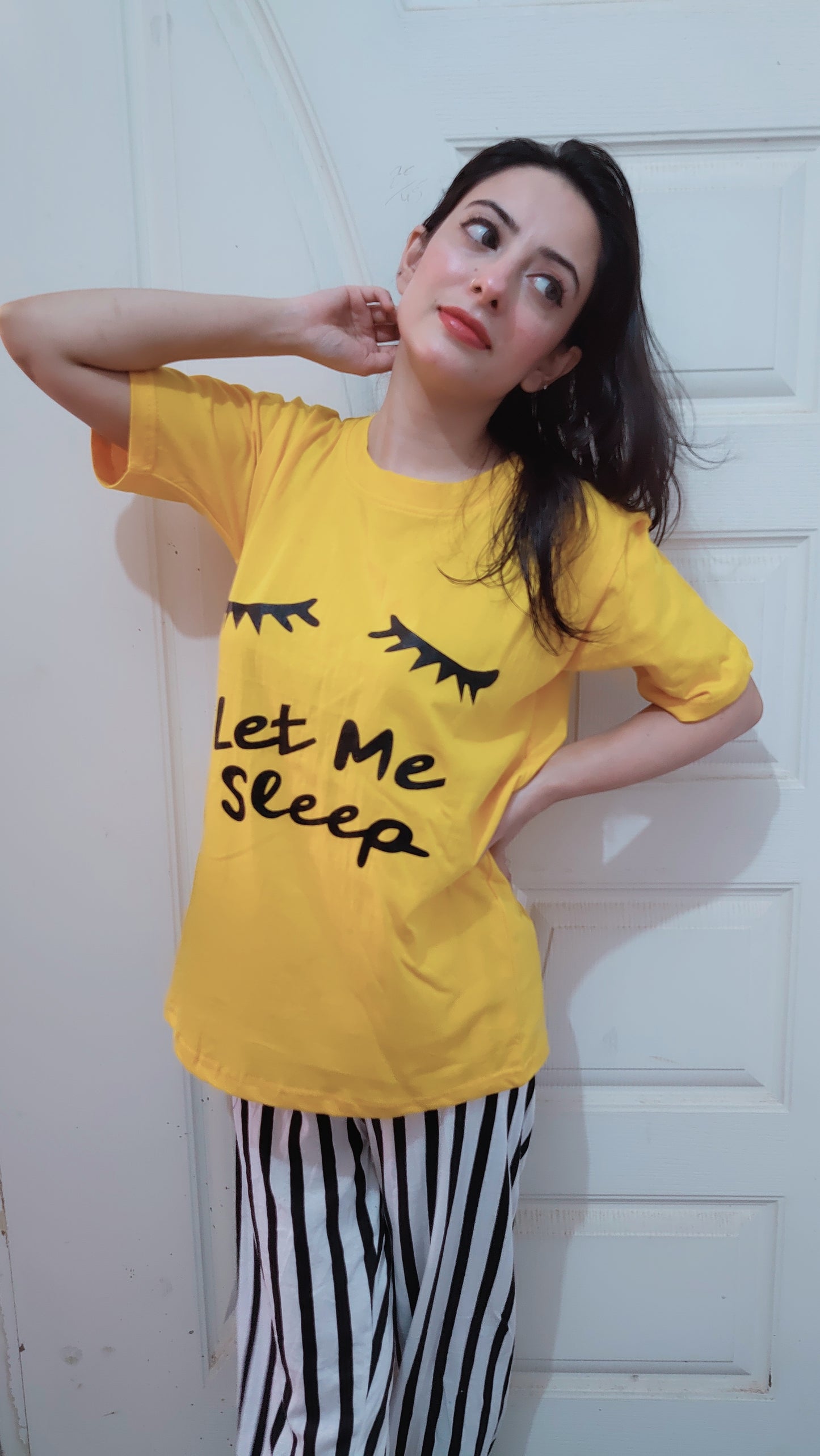 Yellow Let Me Sleep Printed Night Suit