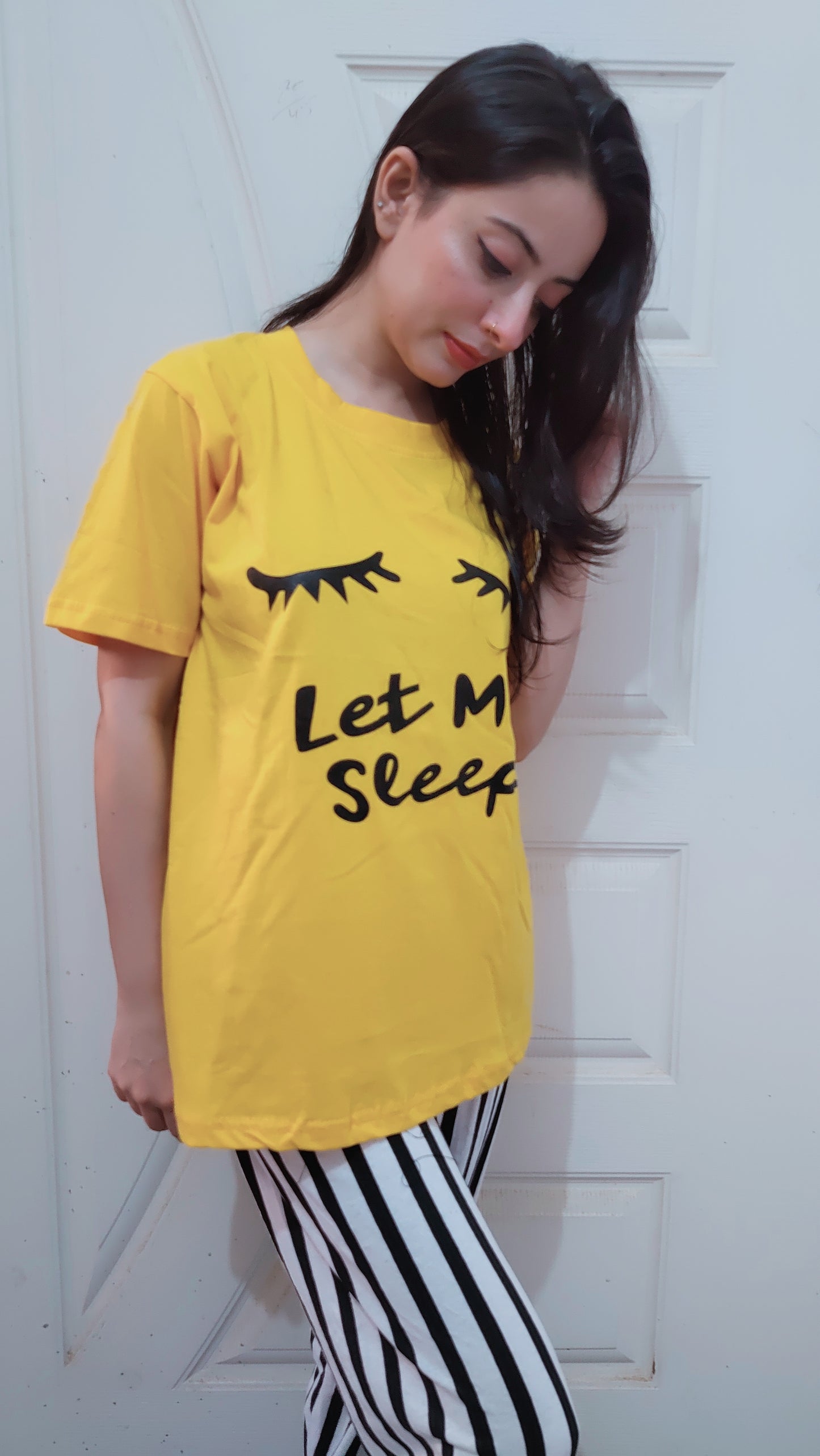 Yellow Let Me Sleep Printed Night Suit