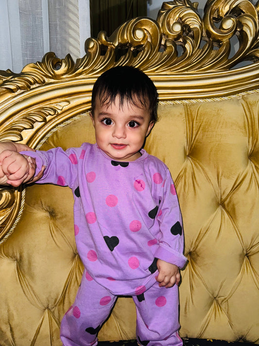 Purple Multi Heart Printed Kids Wear (Each)