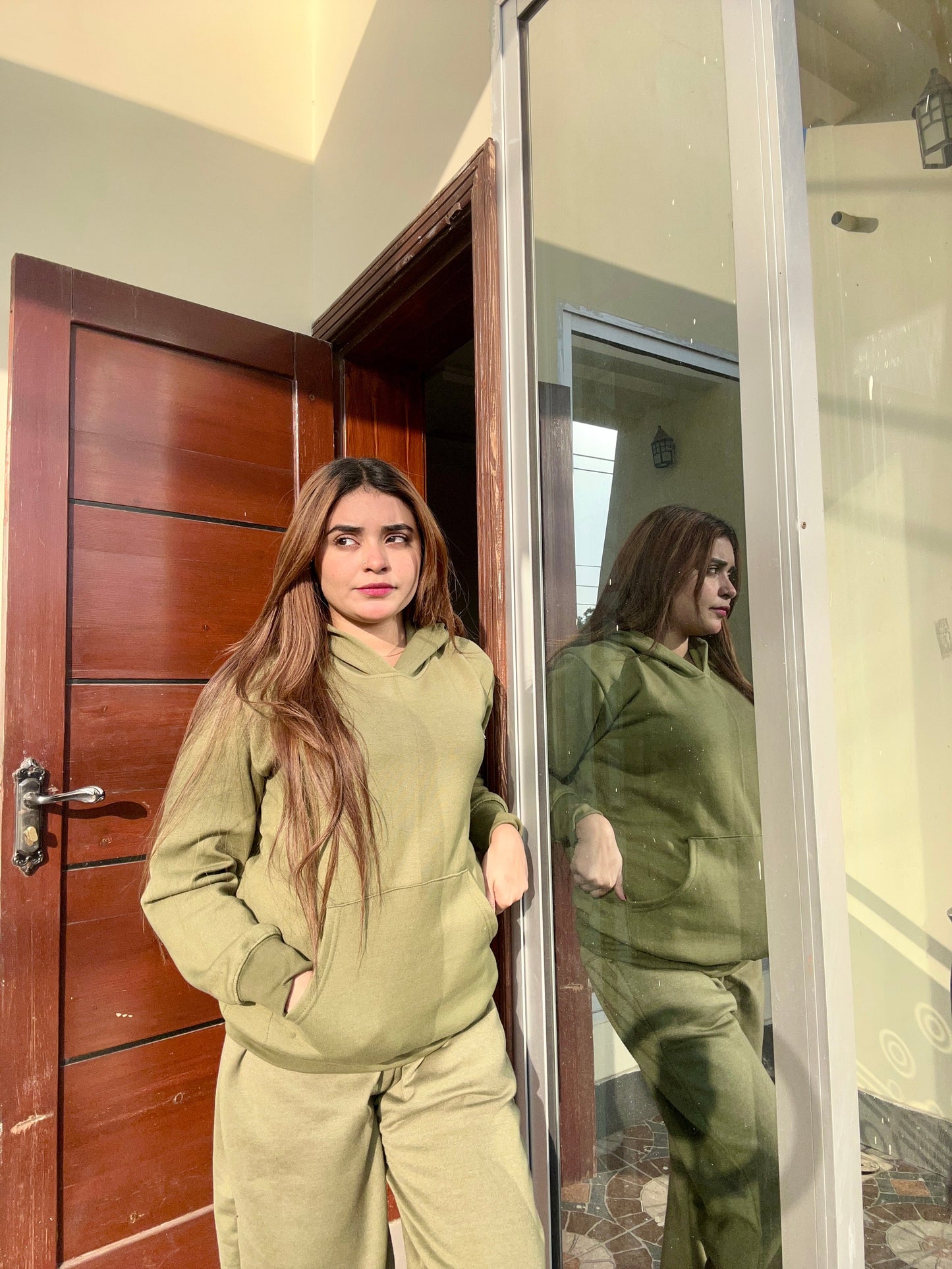 Green Warm Hoodie And Pant Co-ord Set