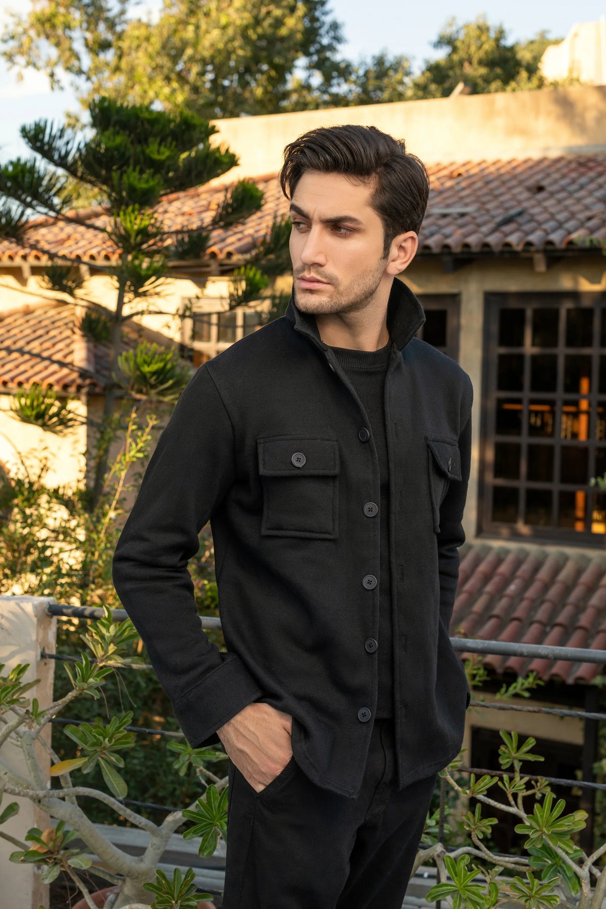 Black Men's Winter Warm Shacket