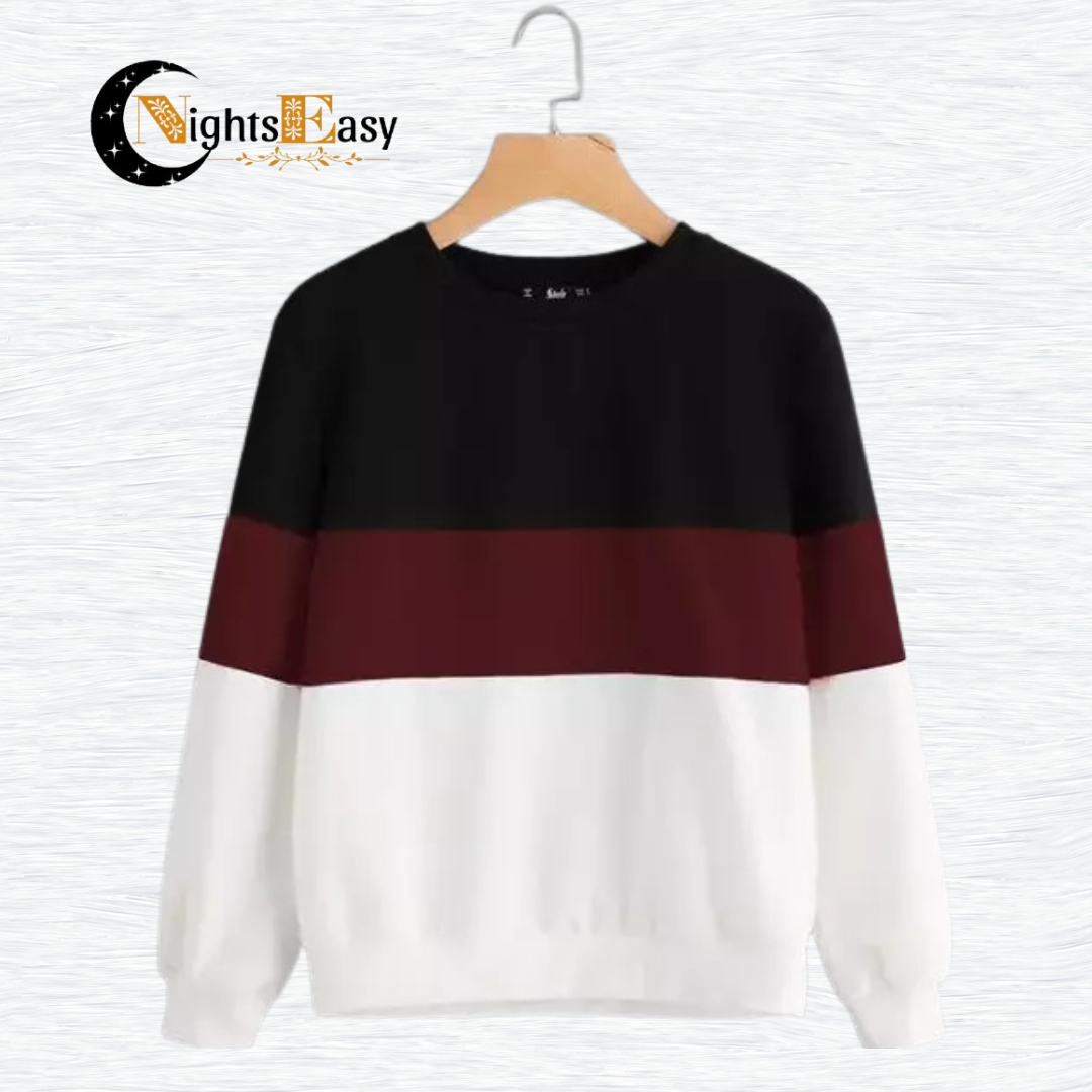 Black Maroon And White Block Sweatshirt