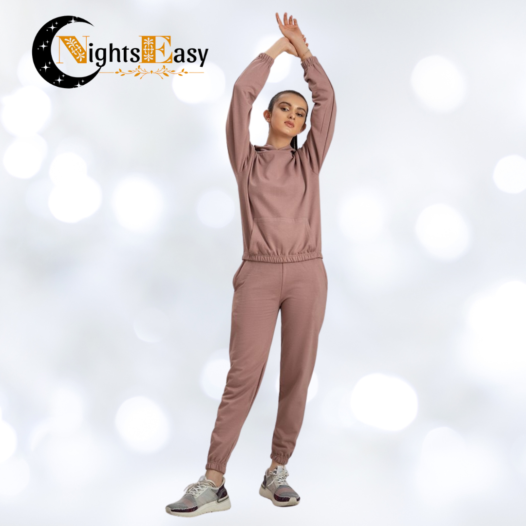 Tea Pink Warm Hoodie And Pant Co-ord Set
