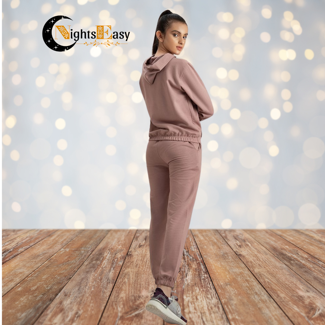 Tea Pink Warm Hoodie And Pant Co-ord Set