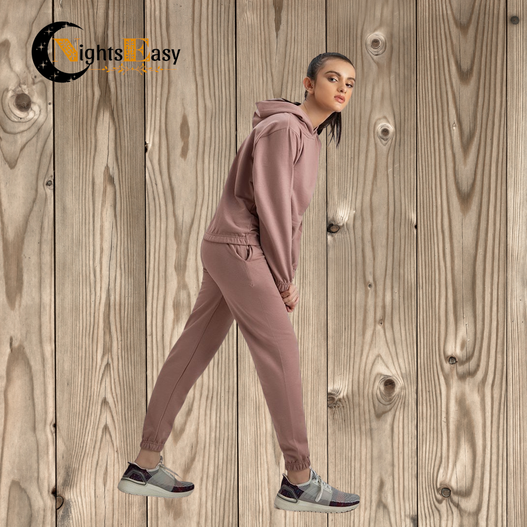 Tea Pink Warm Hoodie And Pant Co-ord Set