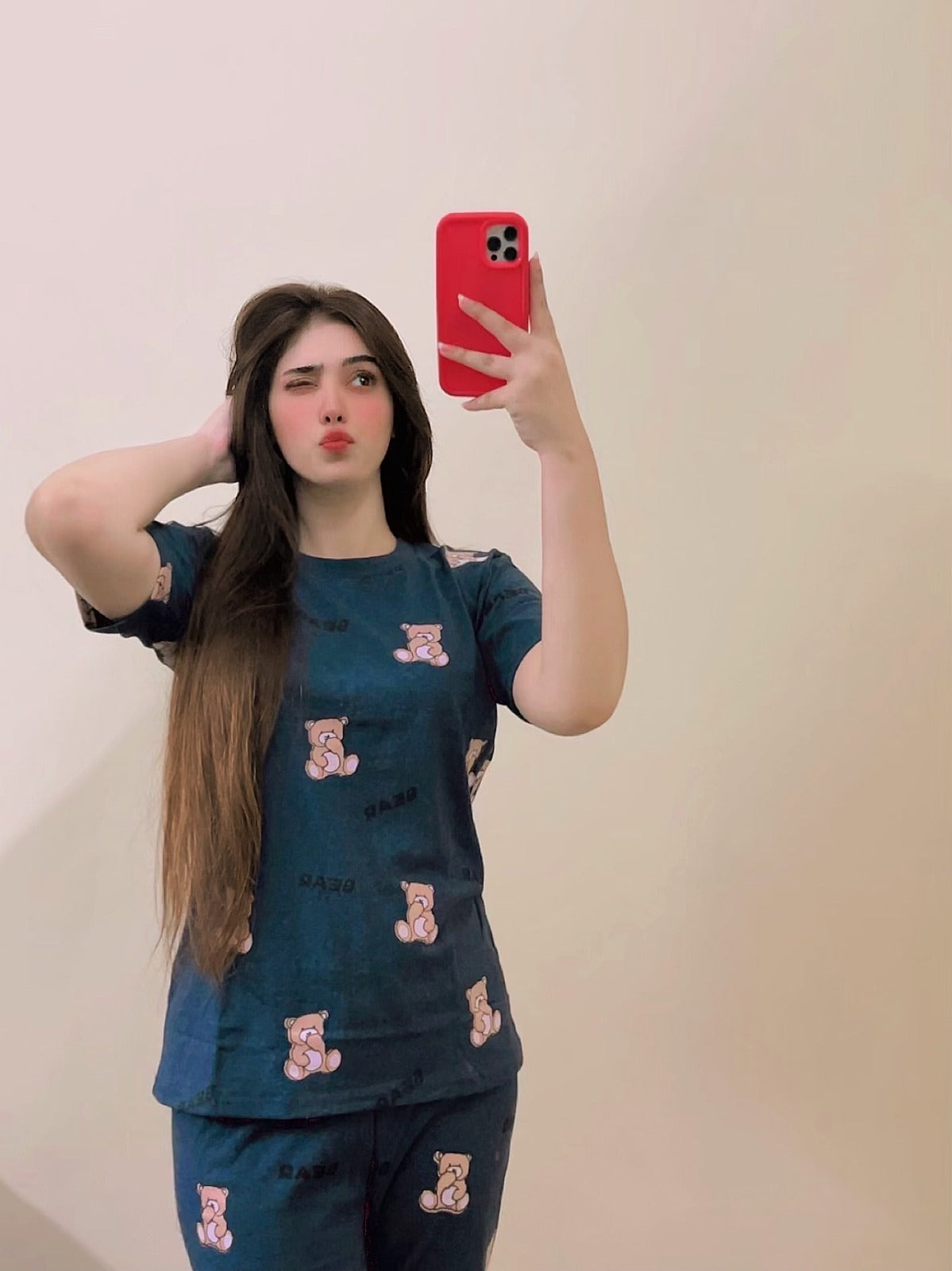 Cozy Bear Printed Night Suit