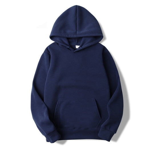 Navy Blue Basic Kangaroo Hoodie For Men