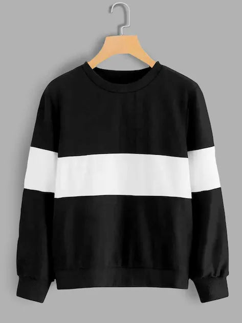 Zebra Black And White Block Sweatshirt For Women