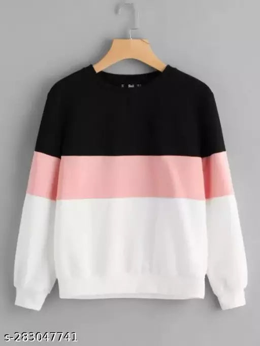 Black Pink And White Block Sweatshirt For Women