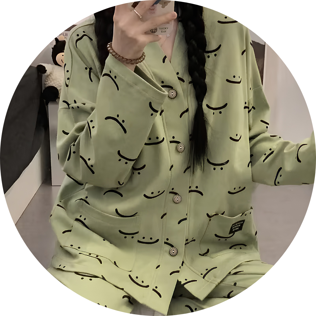 Button V-Neck Night Suit