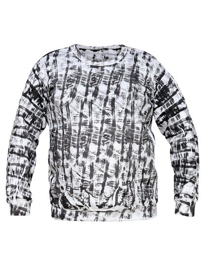 White & Black Random Printed Sweat Shirt For Unisex