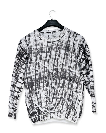 White & Black Random Printed Sweat Shirt For Unisex