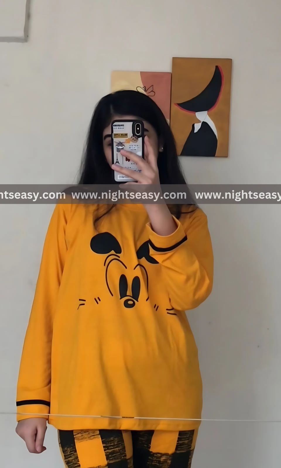 Yellow Mickey Mouse Printed  Night Suit