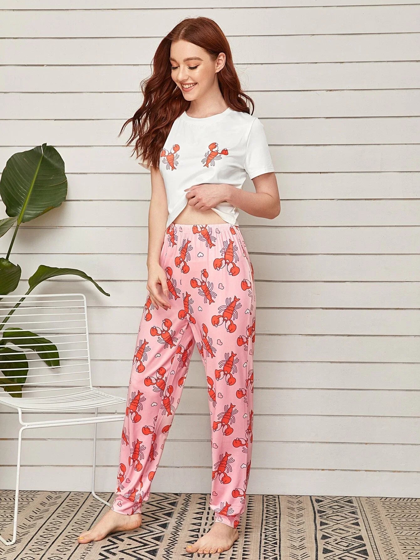 Lobster Printed Night Suit