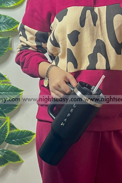 Maroon Wild Printed Fleece Co-ord Set