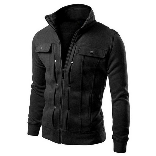Black Mexican Fleece Jacket for Men with Front Pocket