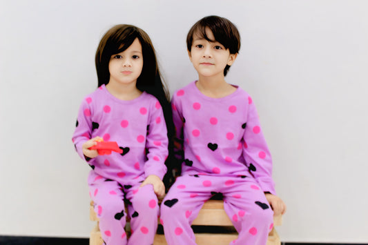 Purple Multi Heart Printed Kids Wear (Each)