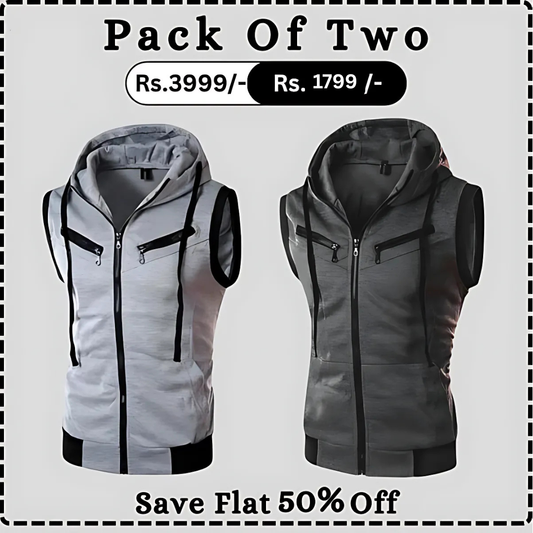 Charcoal & Grey Sleeveless Pack Of Two
