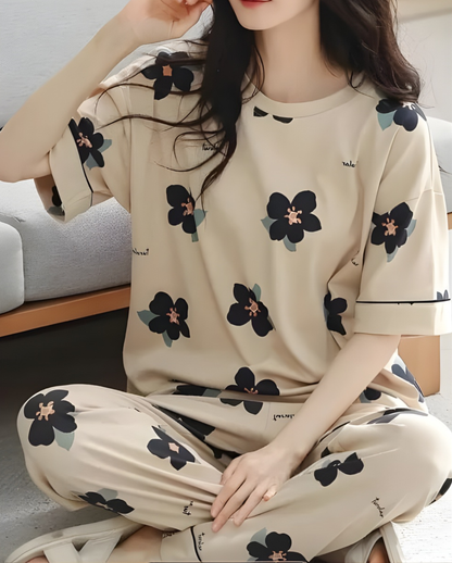 Big Flowers Printed Night Suit