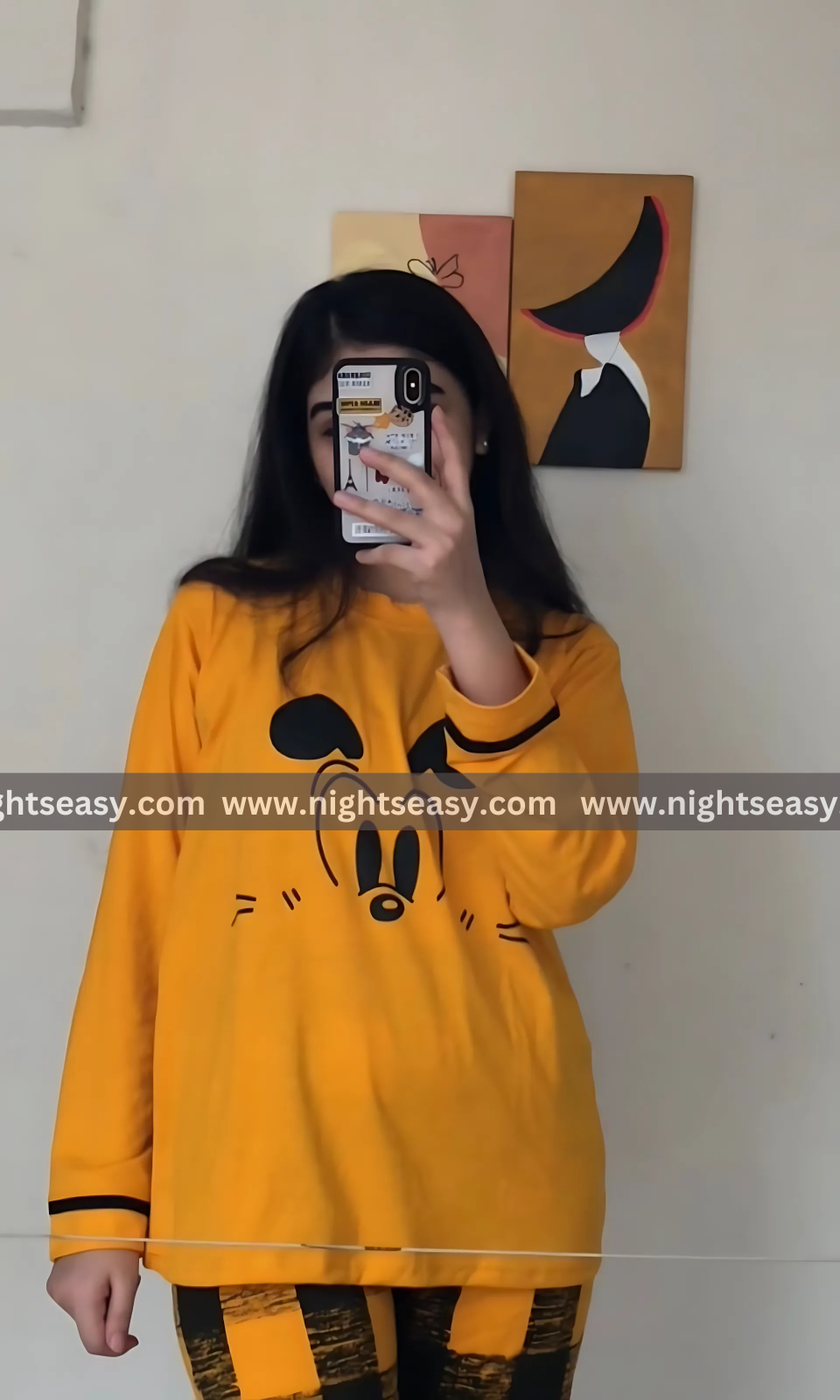 Yellow Mickey Mouse Printed  Night Suit