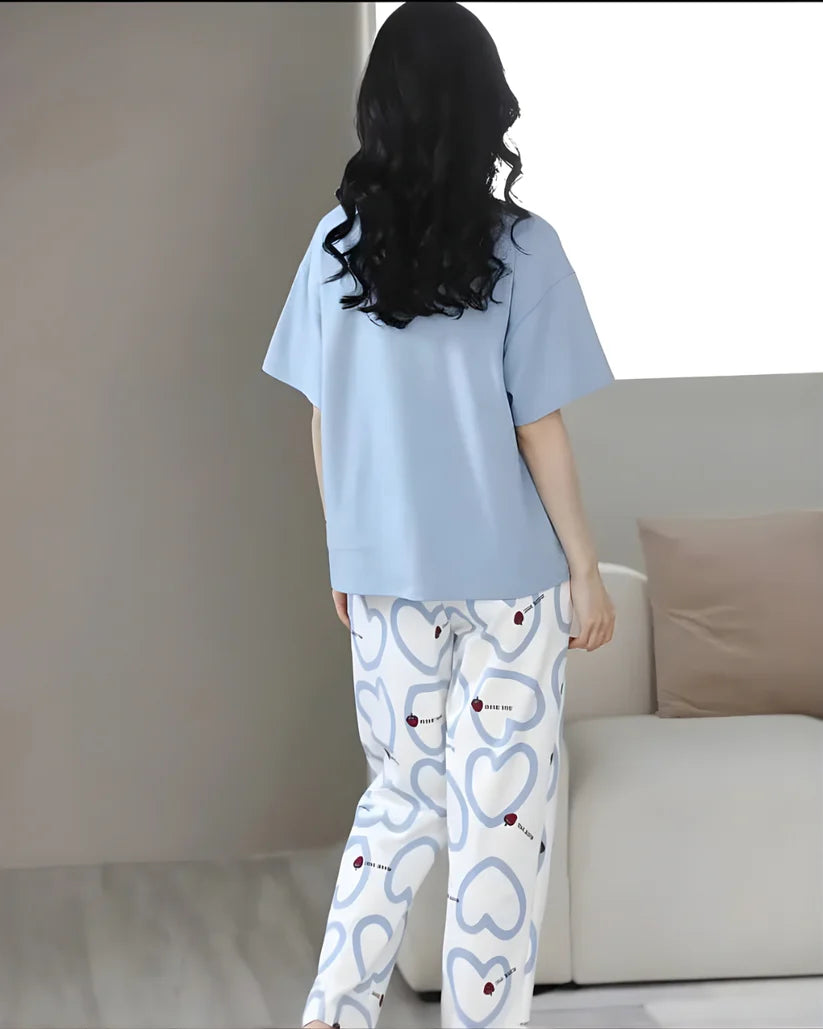 Strawberry Heart Printed Night Suit