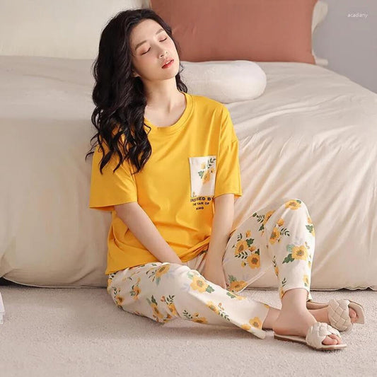 Mustard Pocket Printed Night Suit