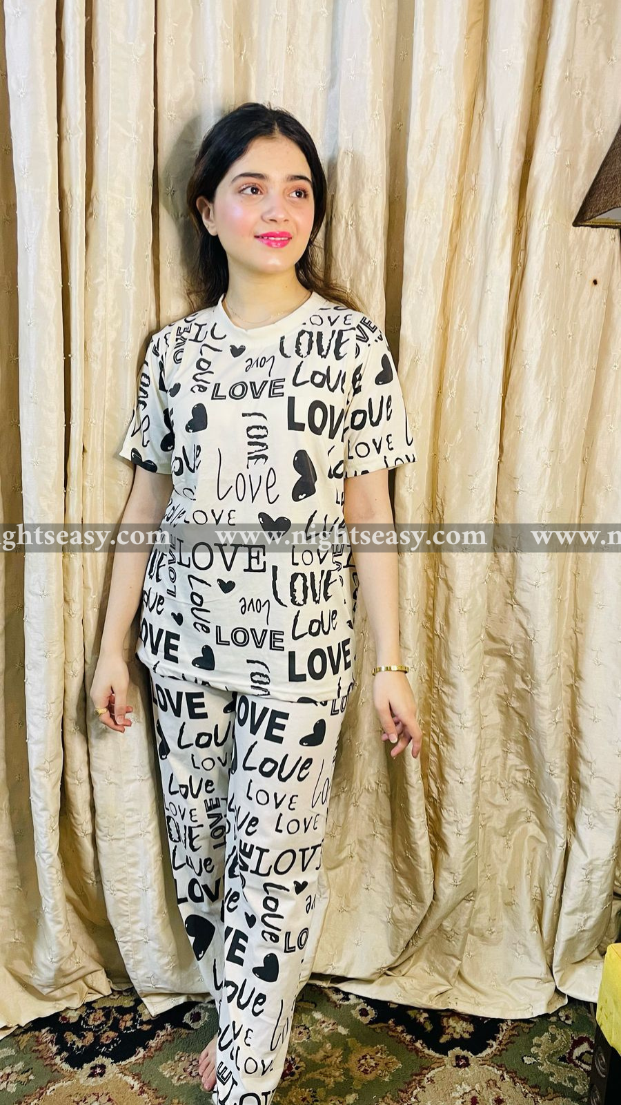 Drop Shoulder Printed Night Suit