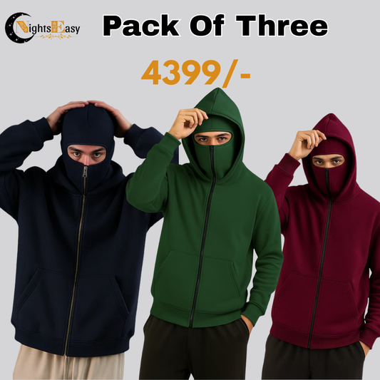 Pack Of Three Balaclava Ninja Hoddie  (N.G.M)