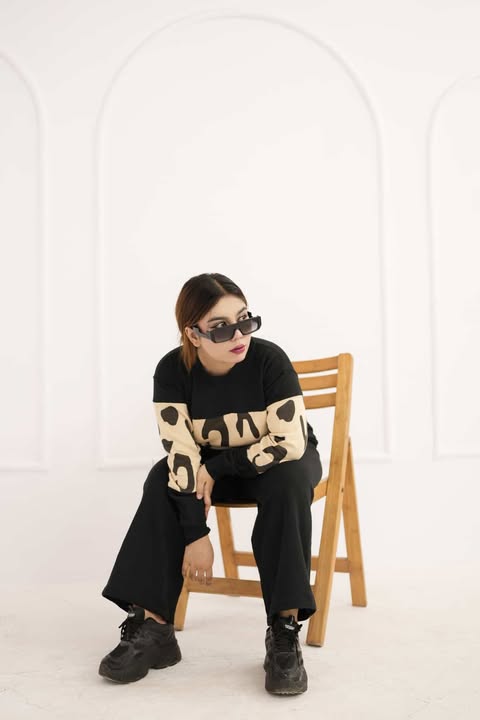 Black Wild Printed Fleece Co-ord Set