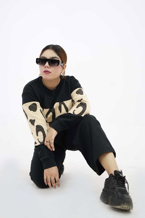 Black Wild Printed Fleece Co-ord Set