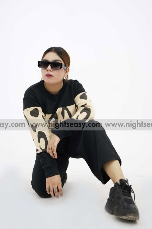 Black Wild Printed Fleece Co-ord Set