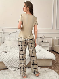 Coffee Printed Night Suit