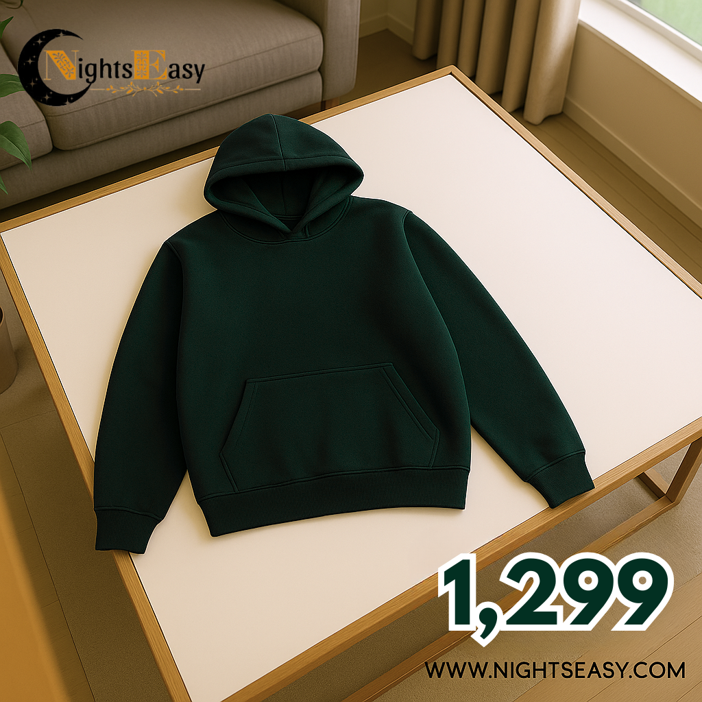 Green Basic Kangaroo Hoodie for Men