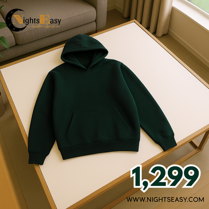 Green Basic Kangaroo Hoodie for Men