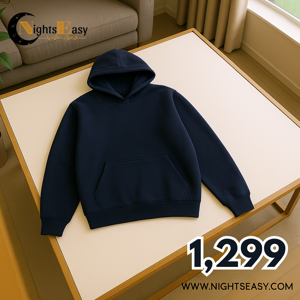 Navy Blue Basic Kangaroo Hoodie for Men