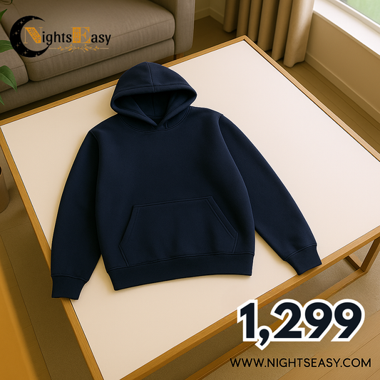 Navy Blue Basic Kangaroo Hoodie for Men