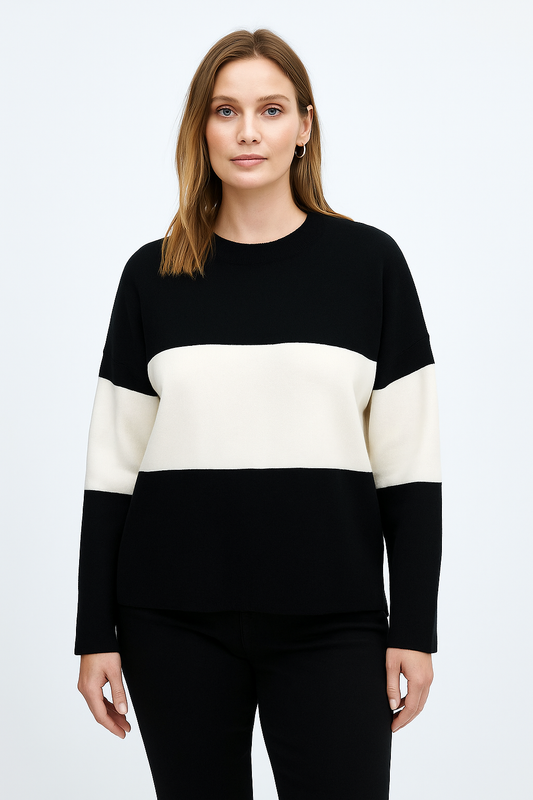 Zebra Black And White Block Sweatshirt For Women